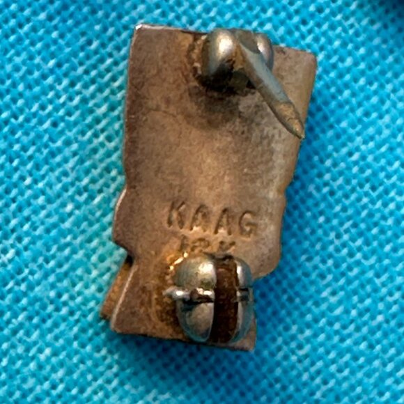 3 Vintage Gold  & Enameled Pins Signed KAAG 10K with Gemstones "A" & Wings Motif - Picture 13 of 13